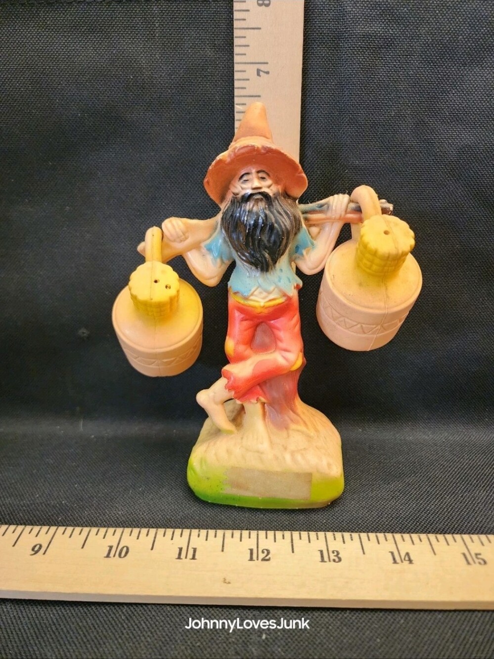Vintage Plastic Hillbilly with Moonshine Jugs Salt and Pepper Shakers